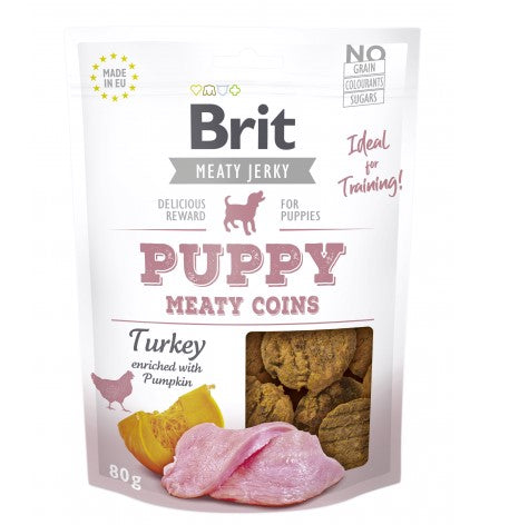 Brit Jerky Puppy Turkey Meaty Coins 80g